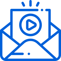 Envelope with video play button icon.
